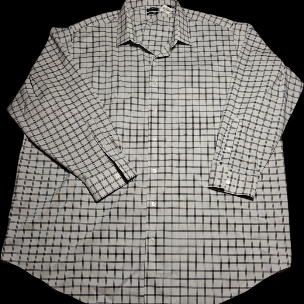 Van Heusen Men's Stain Shield Big Fit 20 34/35 Blue Plaid  NWT